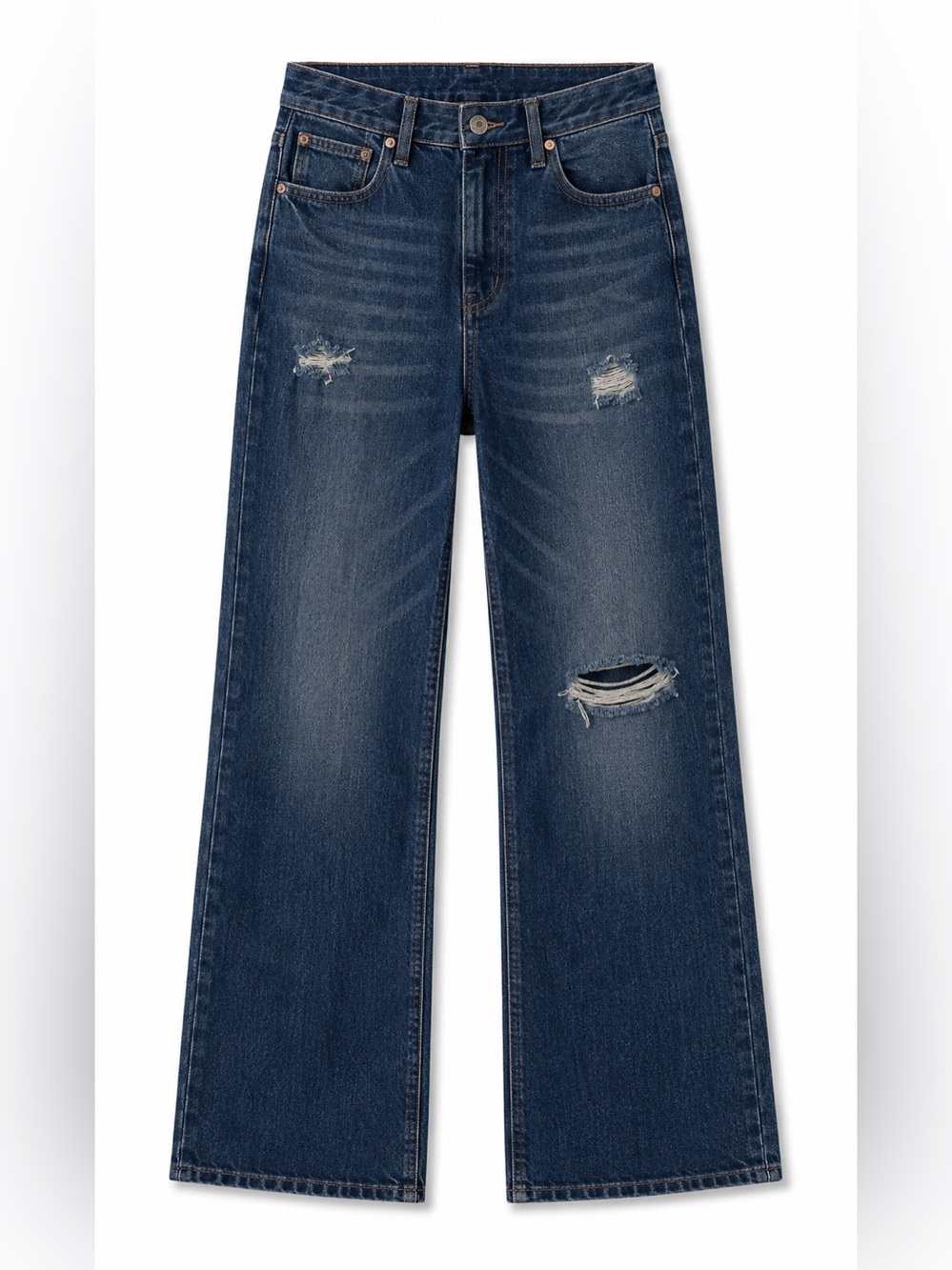Distressed Blue Denim Jeans